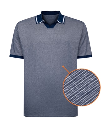 Bigdude Two Tone Tipped Revere Polo Shirt Navy/Light Grey